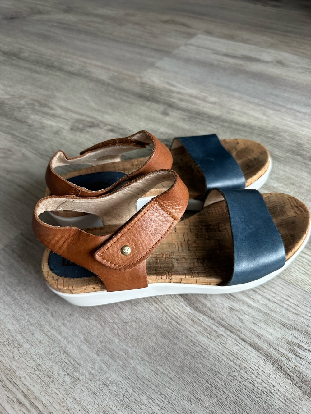 PIKOLINOS Blue and Brown Leather Platform Sandals 37 (6.5) - Picture 3 of 9